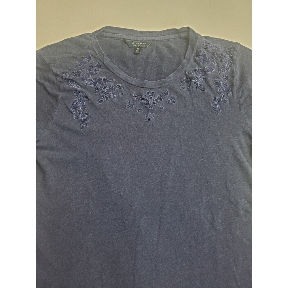 Lucky Brand Women's Short Sleeve‎ Casual Blouse, Blue, Medium
